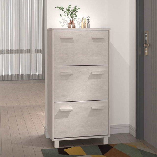 Vidaxl Schuhschrank Hamar 59.5x35x117 cm Festkiefer weiß