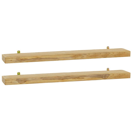 Vidaxl wandschappen 2 st 90x15x4 cm massief teakhout