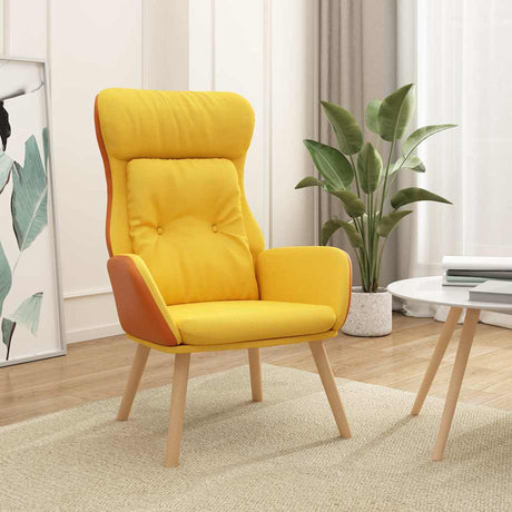 Vidaxl relaxstoel stof en pvc mosterdgeel