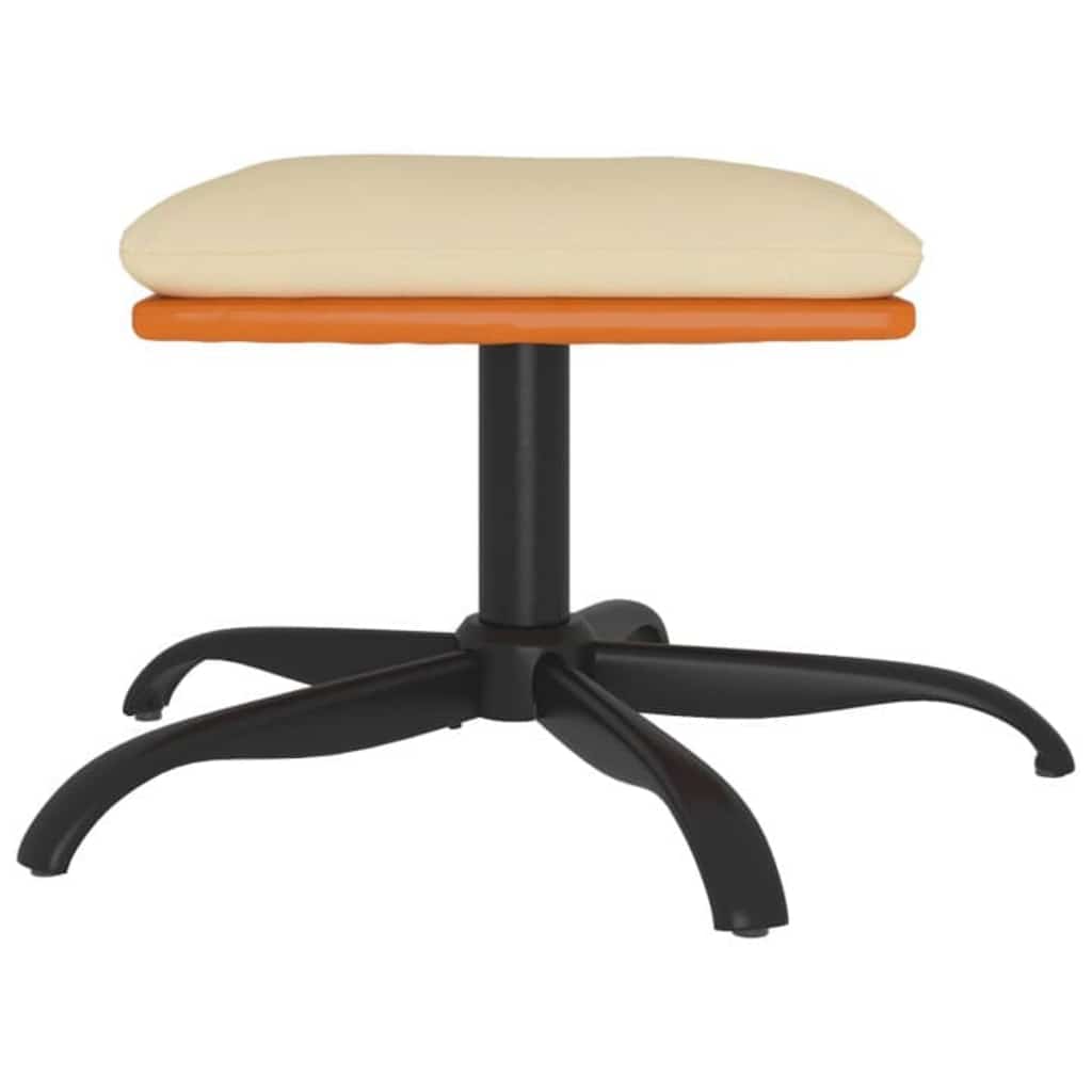 Vidaxl voetenbank 60x60x36 cm stof en kunstleer crèmekleurig