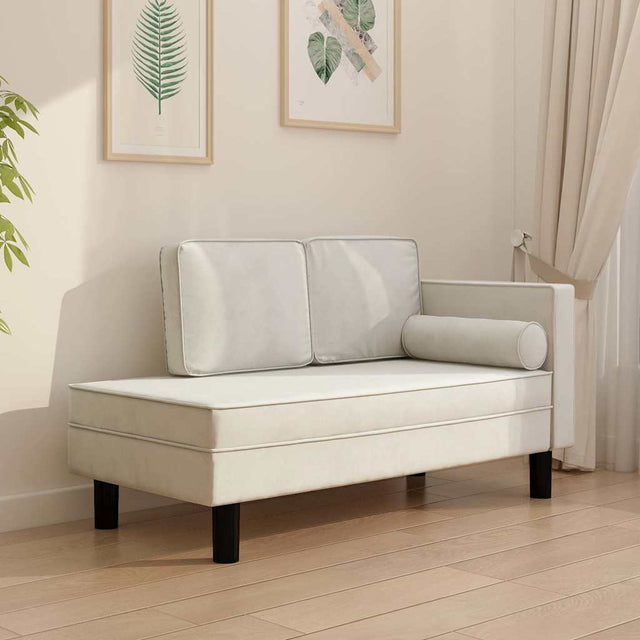 Vidaxl chaise longue met kussens en bolster fluweel crèmekleurig