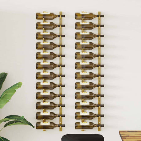 Vidaxl wijnrekken 2 st voor 12 flessen wandmontage ijzer goudkleurig