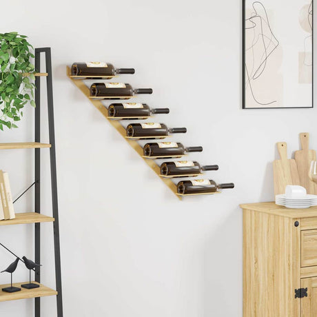 Vidaxl wijnrek voor 7 flessen wandmontage metaal goudkleurig