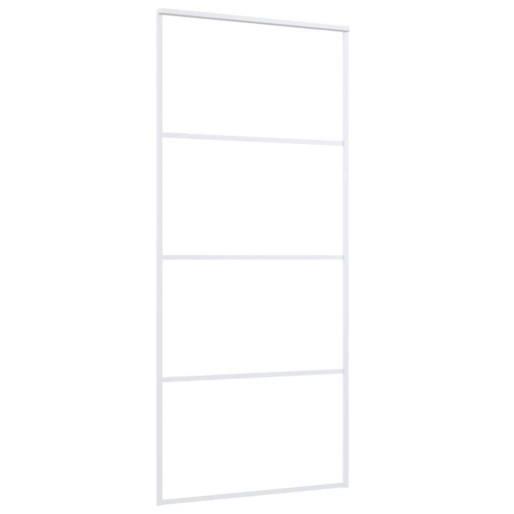 Vidaxl Schiebetür 90x205 cm ESG -Glas und Aluminium weiß