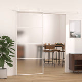 Vidaxx Schiebetür 90x205 cm ESG-Glas matt und Aluminium weiß