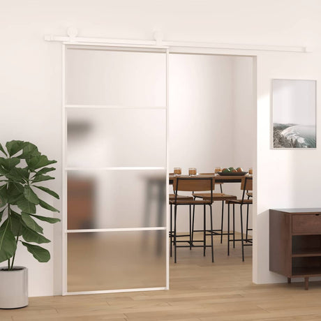 Vidaxx Schiebetür 90x205 cm ESG-Glas matt und Aluminium weiß
