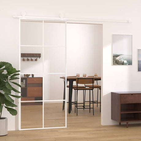 Vidaxx Schiebetür 90x205 cm ESG-Glas und Aluminium weiß