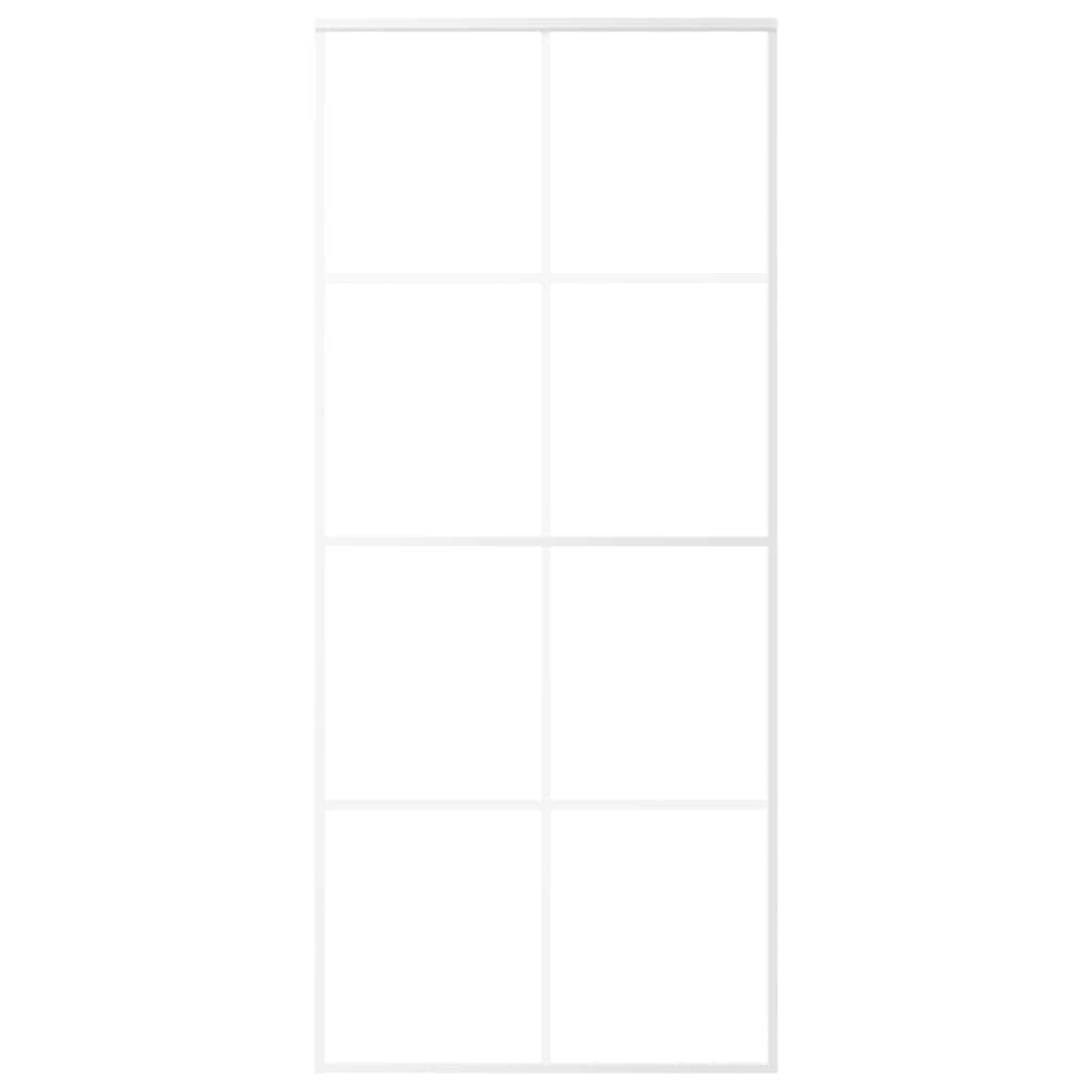 Vidaxl Schiebetür 90x205 cm mattes ESG -Glas und Aluminium weiß