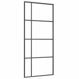Vidaxl Schiebetür 90x205 cm mattes ESG -Glas und Aluminiumschwarz