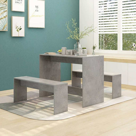 Vidaxl 3-delige eethoekset bewerkt hout betongrijs