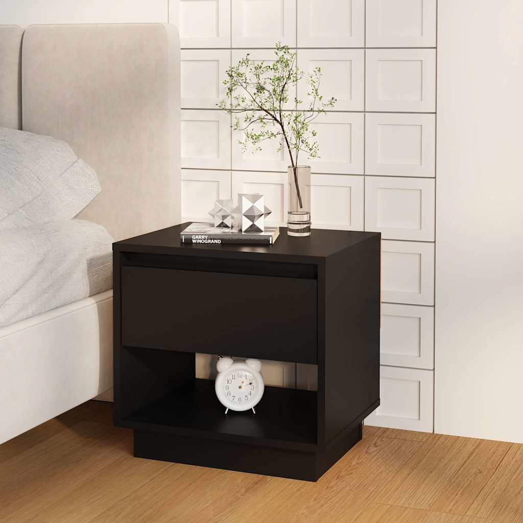 Vidaxl nachtkastje 45x34x44 cm bewerkt hout zwart