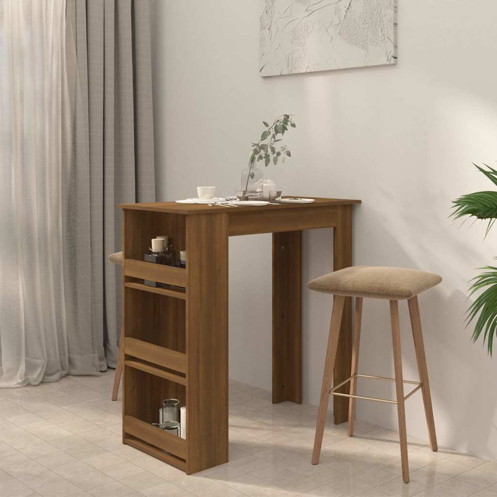 Vidaxl bartafel met opbergrek 102x50x103,5 cm bewerkt hout bruin eiken