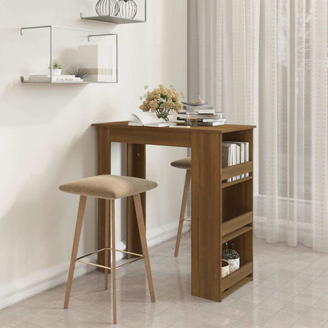 Vidaxl bartafel met opbergrek 102x50x103,5 cm bewerkt hout bruin eiken