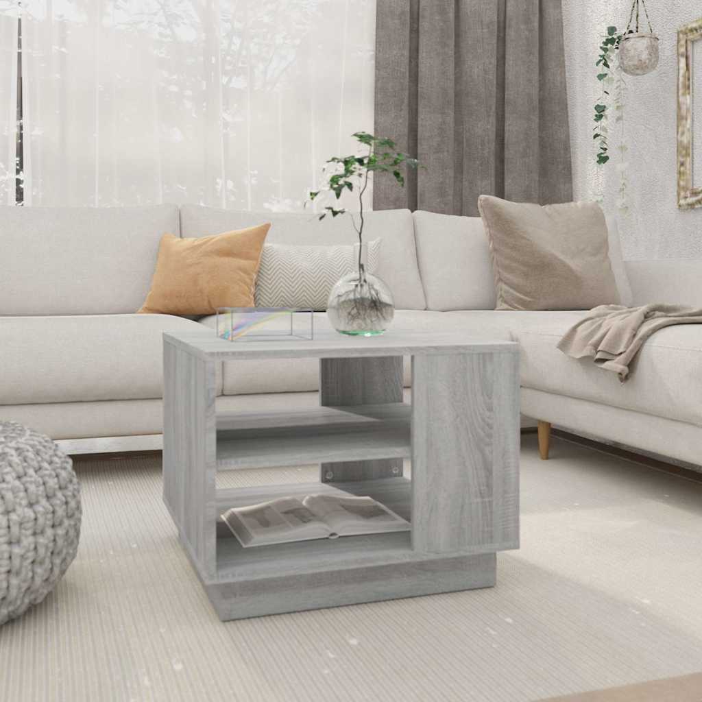 Vidaxl salontafel 55x55x43 cm bewerkt hout grijs sonoma eikenkleurig