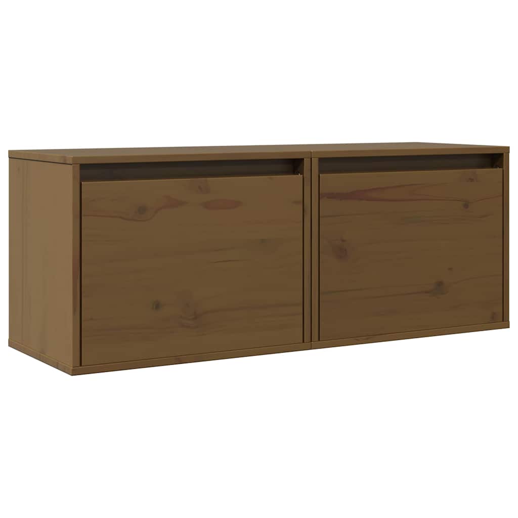 Vidaxl wandkasten 2 st 45x30x35 cm massief grenenhout honingbruin