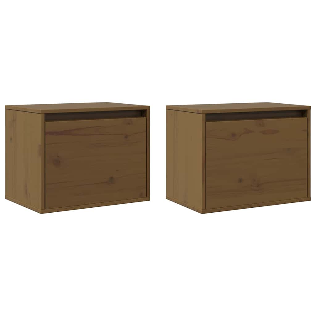 Vidaxl wandkasten 2 st 45x30x35 cm massief grenenhout honingbruin