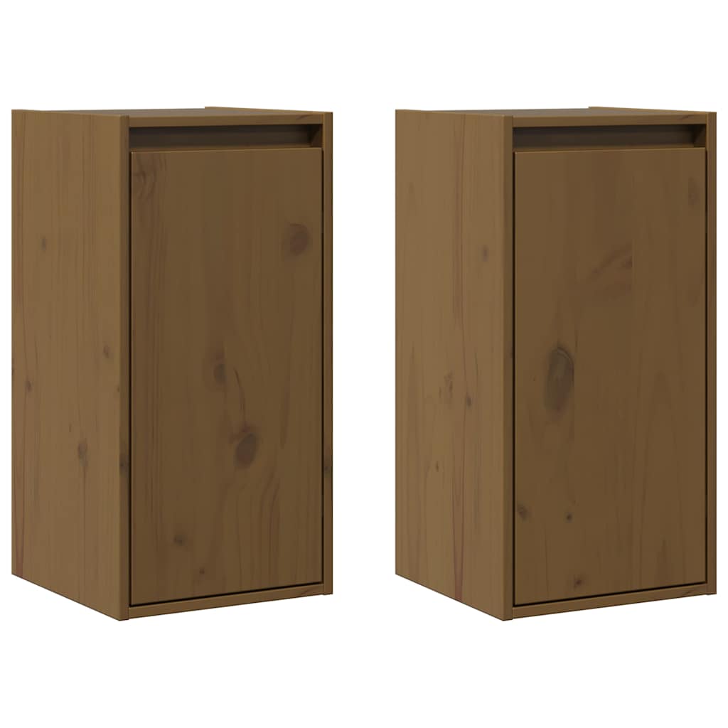 Vidaxl wandkasten 2 st 30x30x60 cm massief grenenhout honingbruin
