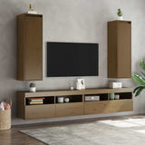 Vidaxl wandkasten 2 st 30x30x100 cm massief grenenhout honingbruin