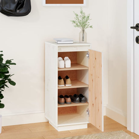 Vidaxl -Schuhschrank 35x35x80 cm Festkiefer weiß