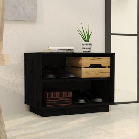 Vidaxl Schuhschrank 60x34x45 cm Festkiefer schwarz
