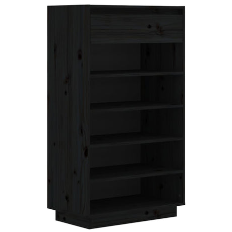 Vidaxl Schuhschrank 60x34x105 cm Festkiefer schwarz