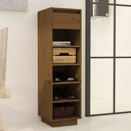 Vidaxl Schuhschrank 30x34x105 cm Festkiefer Honigbraun