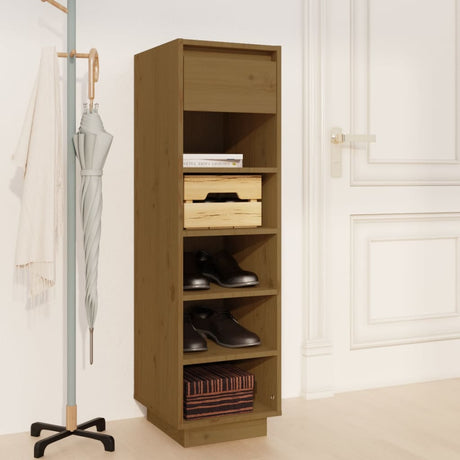 Vidaxl Schuhschrank 30x34x105 cm Festkiefer Honigbraun