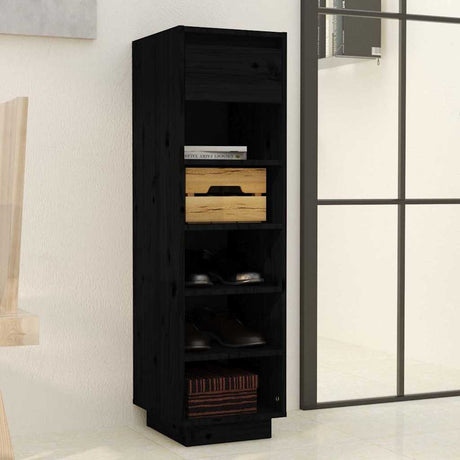 Vidaxl Schuhschrank 30x34x105 cm Festkiefer schwarz