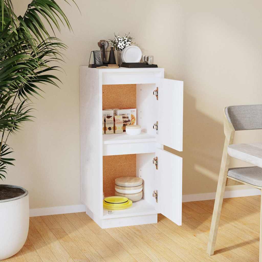 Vidaxl dressoir 31,5x34x75 cm massief grenenhout wit