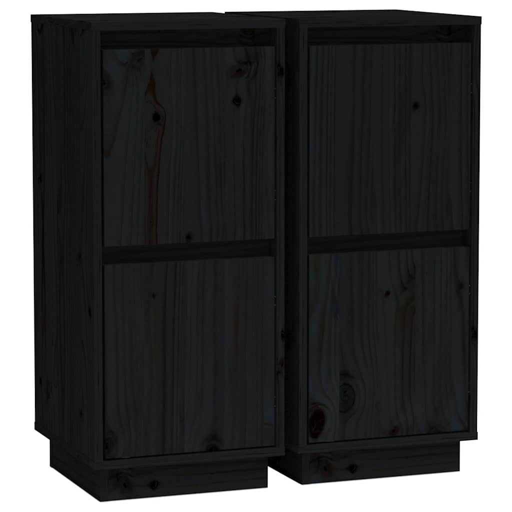 Vidaxl dressoirs 2 st 31,5x34x75 cm massief grenenhout zwart