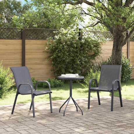 Vidaxl tuinstoelen stapelbaar 2 st textileen stof grijs