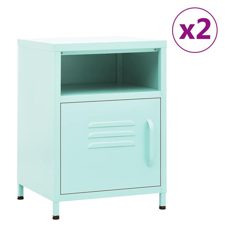 Vidaxl nachtkastjes 2 st 35x35x51 cm staal mintkleurig