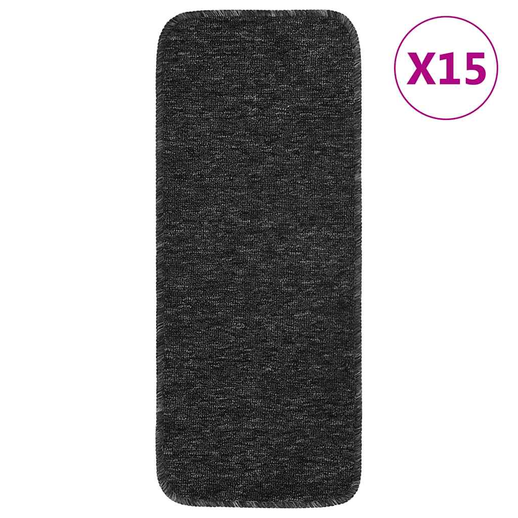 VIDAXL-Treppenmatten 15 St. Anti-Rutsch rechteckig 60x25 cm Anthrazitfarbe