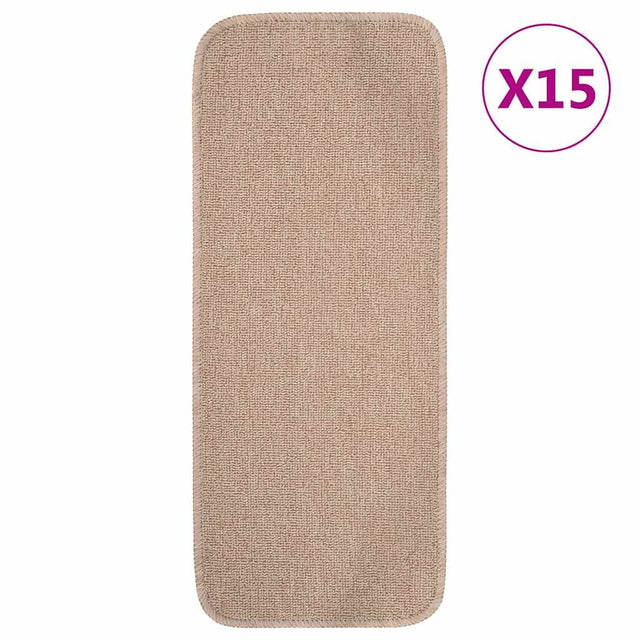 Vidaxl-Treppenmatten 15 St. Anti-Rutsch rechteckig 60x25 cm Beige