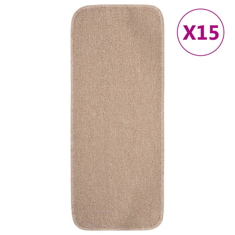 Vidaxl-Treppenmatten 15 St. Anti-Rutsch rechteckig 60x25 cm Beige