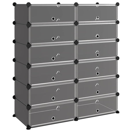 VIDAXL -Schuhregal 94.5x36.5x106 cm Polypropen Schwarz