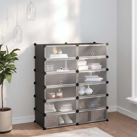 VIDAXL -Schuhregal 94.5x36.5x106 cm Polypropen Schwarz