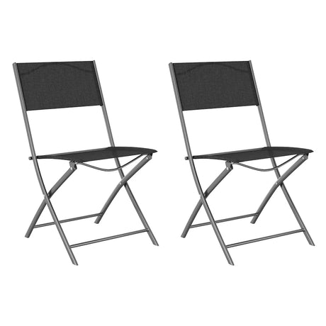 Vidaxl opklapbare stoelen, 2 stuks, zwart staal en textilene