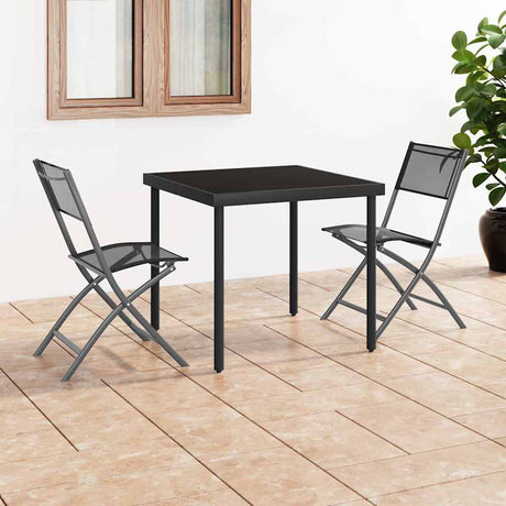 Vidaxl opklapbare stoelen, 2 stuks, zwart staal en textilene