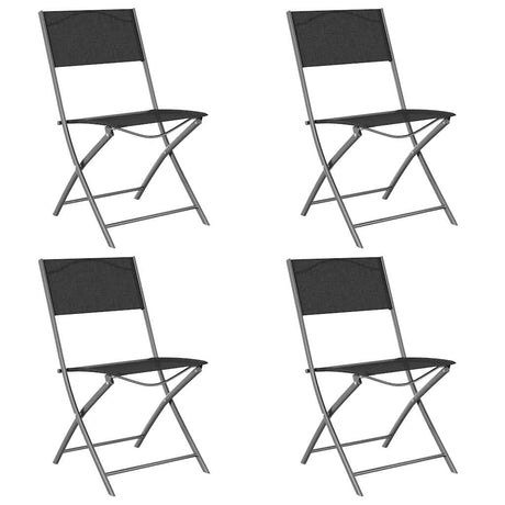 Vidaxl opklapbare stoelen, 4 stuks, zwart staal en textilene.