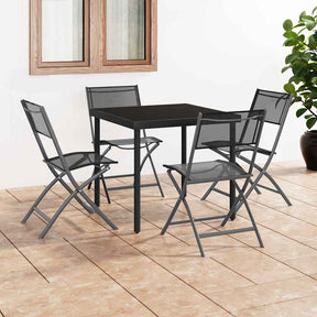 Vidaxl opklapbare stoelen, 4 stuks, zwart staal en textilene.