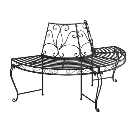 Vidaxl boombanken 2 st halfrond ø160 cm staal zwart