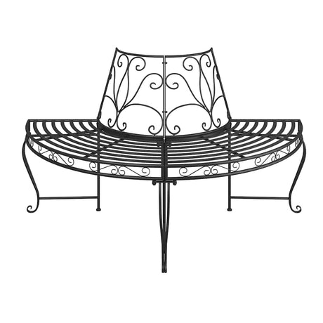 Vidaxl boombanken 2 st halfrond ø160 cm staal zwart