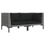 Vidaxl tuinbanken 2 st met kussens halfrond poly rattan
