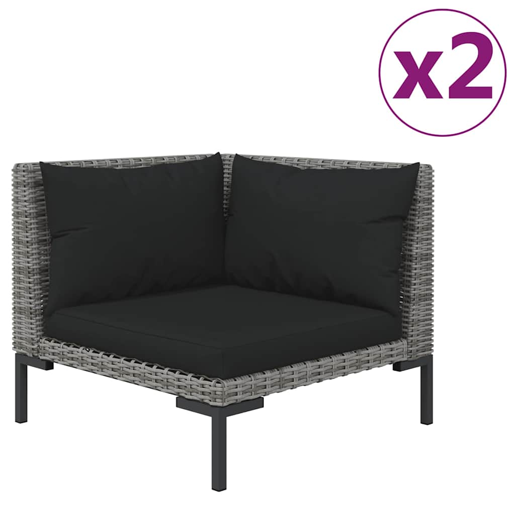 Vidaxl tuinbanken 2 st met kussens halfrond poly rattan