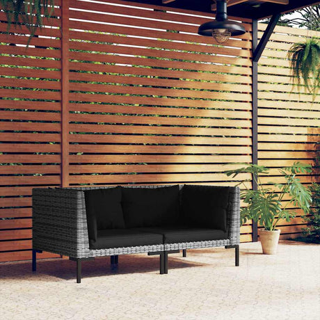 Vidaxl tuinbanken 2 st met kussens halfrond poly rattan