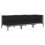 Vidaxl 3-delige loungeset halfrond poly rattan donkergrijs