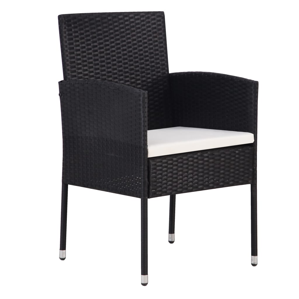 Vidaxl tuinstoelen 2 st met witte kussens poly rattan zwart