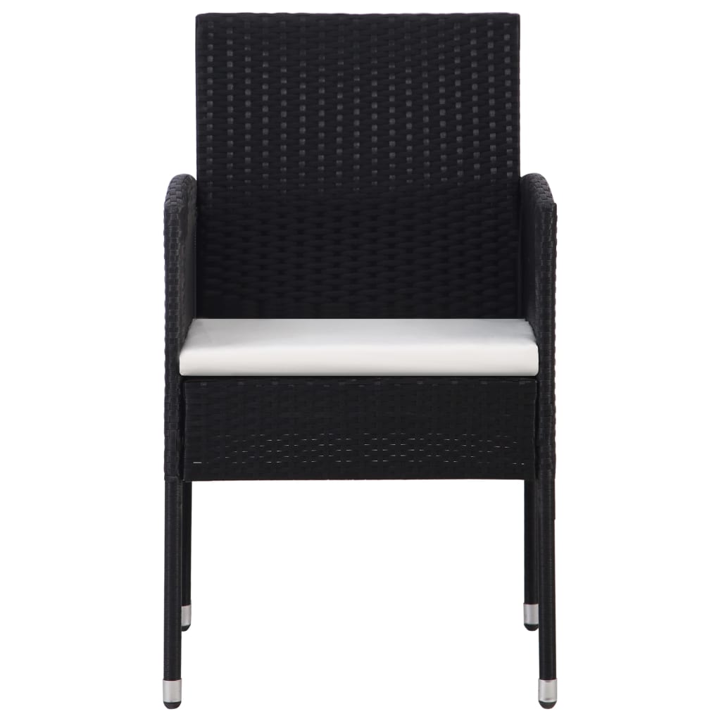 Vidaxl tuinstoelen 2 st met witte kussens poly rattan zwart