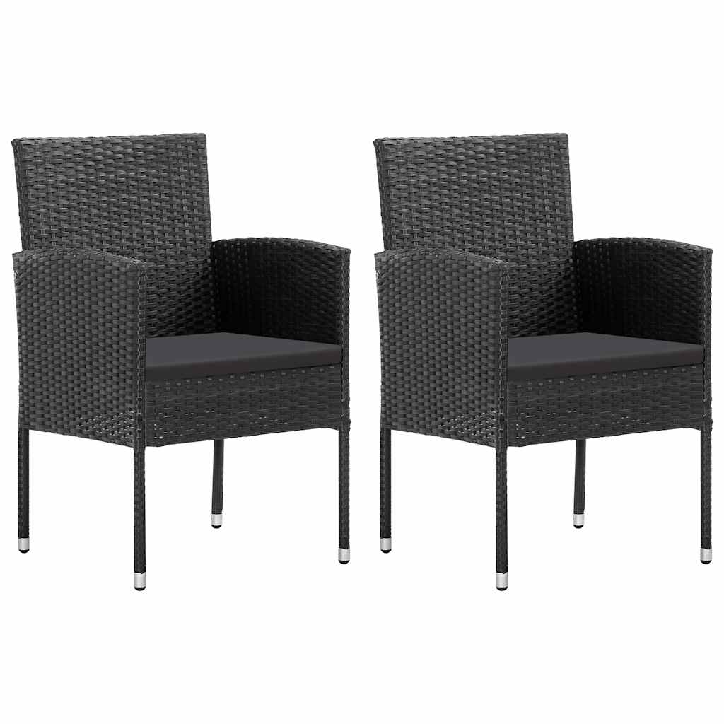 Vidaxl tuinstoelen 2 st met zwarte kussens poly rattan zwart